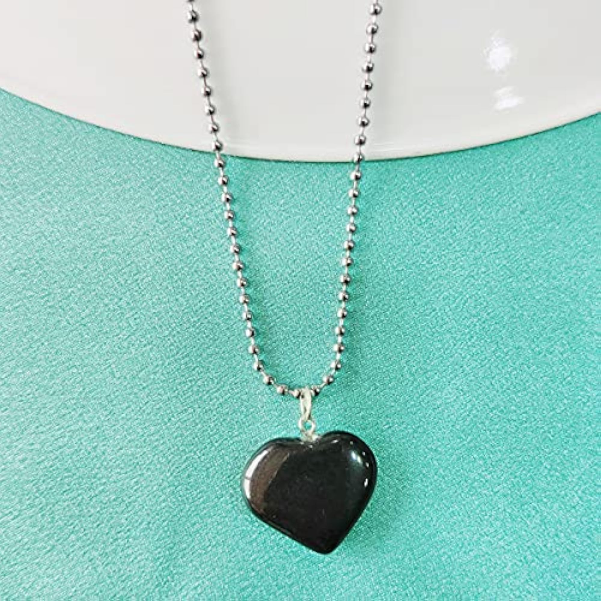 Big Heart Crystal Pendant Necklace, Natural Stone