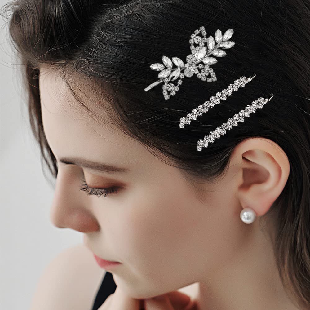 Forcine per capelli in cristallo argentato scintillante, accessori per damigelle d'onore (set da 2) - Italia