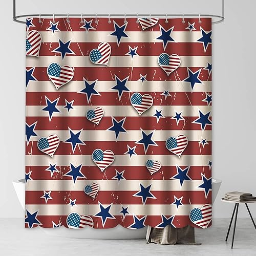 MEHOFOND Cortina de ducha del 4 de julio, patrĂłn de estrellas patriĂłticas estadounidenses con tema de la vieja gloria, DĂa de la Independencia, rojo MEHOFOND Cortina de ducha del 4 de julio, patrĂłn de estrellas patriĂłticas estadounidenses con tema de la vieja gloria, DĂa de la Independencia, rojo