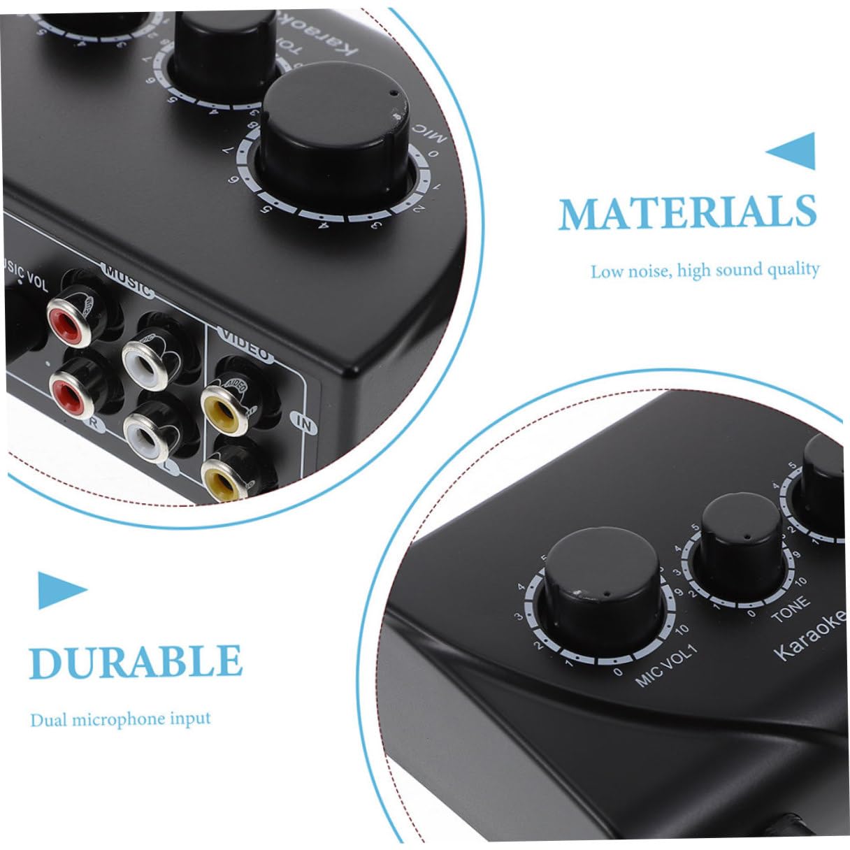 MAGICLULU Mezclador de Sonido Profesional Estéreo con Doble Entrada para Micrófonos Compacto y Ligero con Adaptador de Corriente Seguro para Karaoke Casa Ktv y Eventos Familiares