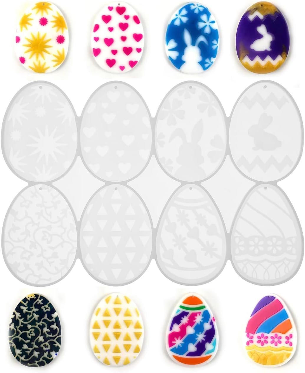 Tofficu Rabbit Keychain Silicone Mold 8.3 Inch Resin Casting Mold with Hole for DIY Easter Bunny Jewelry Making Craft Supplies