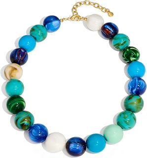 WOWORAMA Colorful Chunky Necklaces for Women 20MM Large Oversized Resin Beaded Necklace Bold Statement Chunky Choker Necklace Boho Summer Jewelry