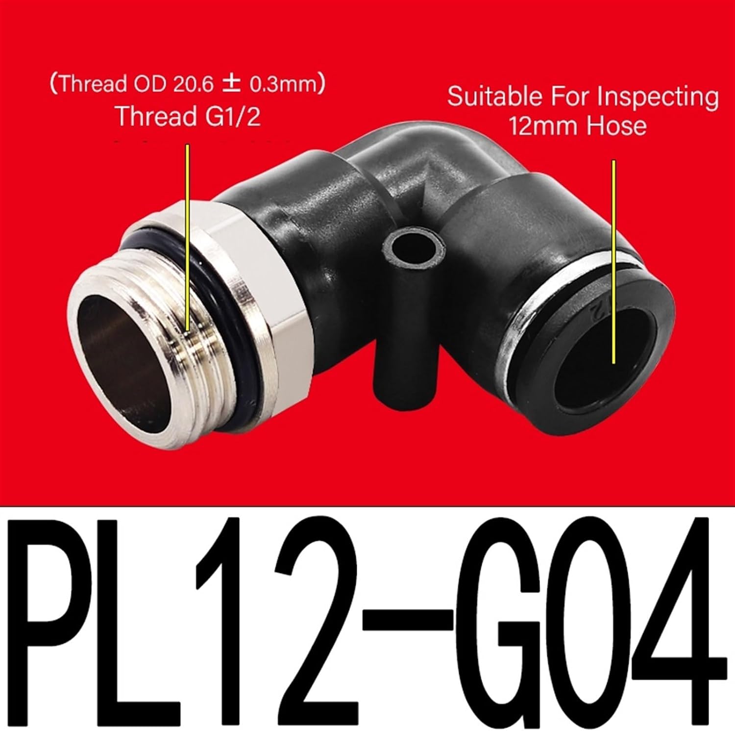 PL Pneumatic Quick Connector Black G Thread 1/8" 1/4" 3/8" 1/2" External Elbow Quick release Pipe Water Air Connector(PL12-G04)