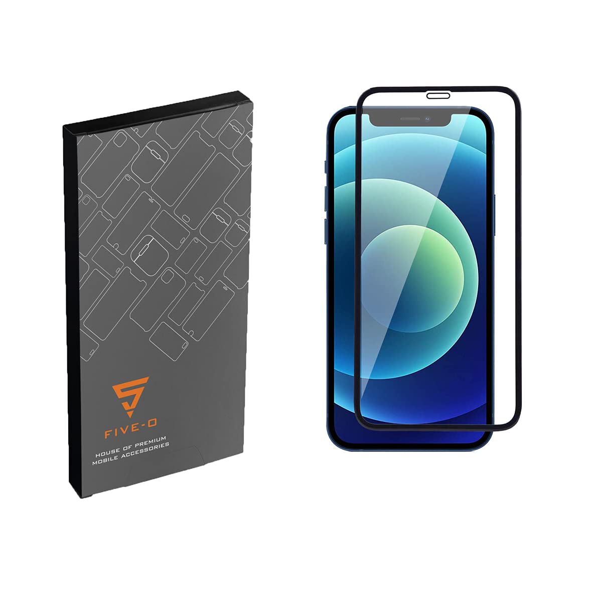 FIVE-O Tempered Glass Screen Guard for Apple iPhone 12 Pro/iPhone 12 - Edge to Edge Tempered Glass Screen Protector - 9H Hardness - 6D Tempered Glass - Pack of (1)