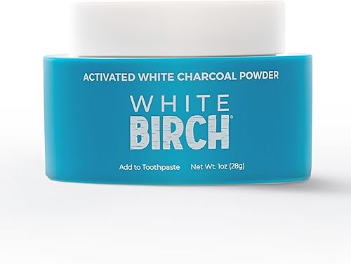 White Birch Polvo de carbón blanco activado, carbón profesional para blanquear los dientes, cuidado bucal natural y sin flúor (polvo de carbón