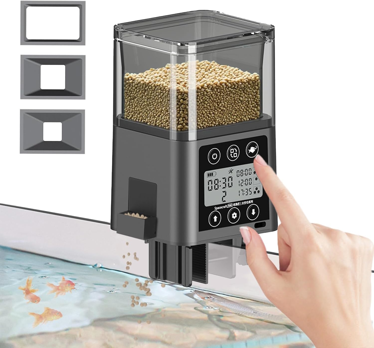 Automatic Fish Feeder for Aquarium, 320ML LCD Display Auto Fishes Food Dispenser Moisture-Proof for Goldfish Turtle with Timer for Pellets Strips (Style B)