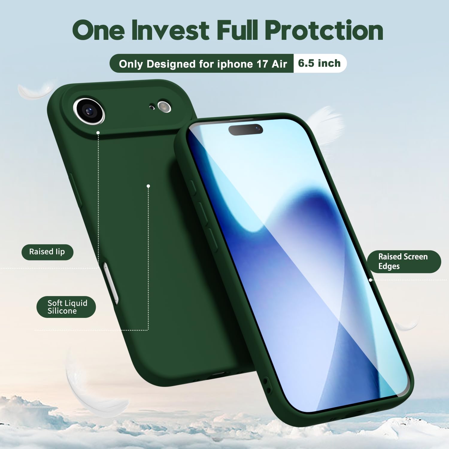 oakxco for iPhone 17 Pro Max Phone Case Liquid Silicone, Cute Thin Slim Grip Soft Rubber Gel for Women Men, Smooth Matte TPU Plain Solid Color Girly Simple Case with Camera Cover, Light Pink — view 1975