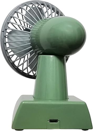 Miniatura 8 de Mini ventilador oscilante retro de 4 pulgadas, alimentado por USB y batería, brisa de escritorio de 2 velocidades, circulador de aire de bajo