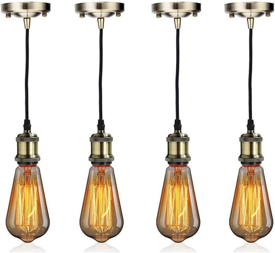 Mini Pendant Light EmyTock Single Vintage Socket E26/E27 Base Lampholder Edison Bulb Socket Black Woven Fabric Adjustable Cord Hanging Light Kit for Home Kitchen Island Corridor