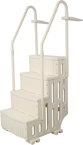4 Step Safety Above Ground Pool Ladder Steps Handrail 400 Lb Beige