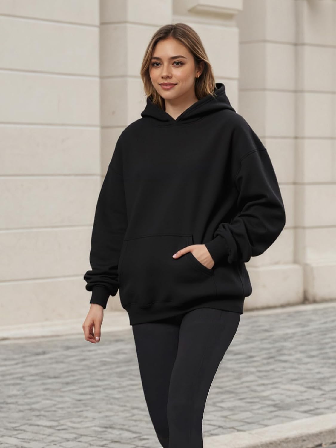 Women Hoodies Sweatshirts Sweaters Fleece Hooded Oversized Long Sleeve Crewneck Shirts Fall Winter Outfits Pocket - Image 3
