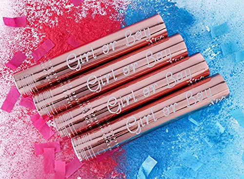 Gender Reveal Powder Cannon, Crafts Graphy Biodegradable Confetti Popper, Confetti Powder Shooter For Gender Reveal Party Supplies/Celebration/Baby Reveal, 4 Pack (2Blue, 2Pink) #TOP1