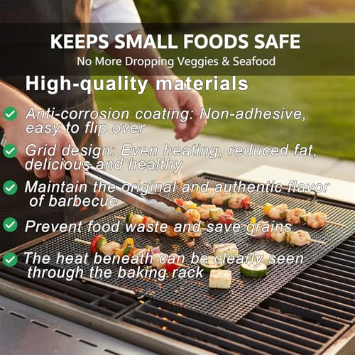 4 Stück BBQ Grillmatte, wiederverwendbar, 40 x 30cm Antihaftbeschichtete aus Teflongewebe, für Gasgrill Holzkohle Elektrogrill Backofen Kochen Luftfritteuse