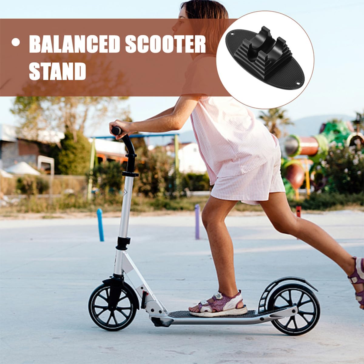 GANAZONO Support de Sol pour Scooter Lot de 3 en Polycarbonate Antidérapant Noir, Bases de Support Stables pour Roues de Trottinette, Station de Stationnement Pratique pour Équipement