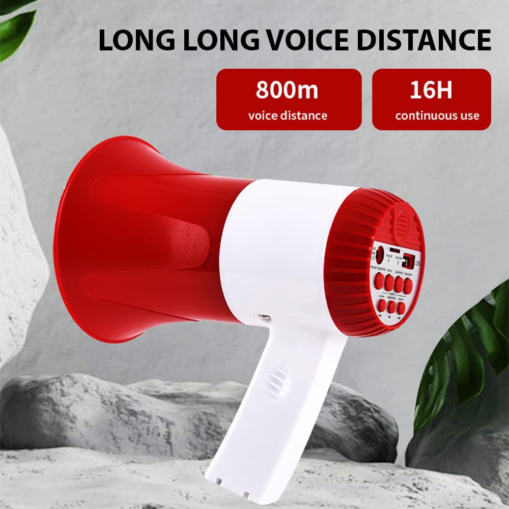 Megáfono Altavoz Potencia 50 W Portátil Voz Sirena Alarma USB TF BT Amplificador