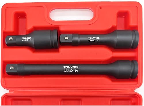 Miniatura 7 de TONYNOL Barra de extensión de impacto de 1 pulgada, 3 piezas (4, 6, 10 pulgadas), acero Cr-Mo, con guantes y funda duradera.