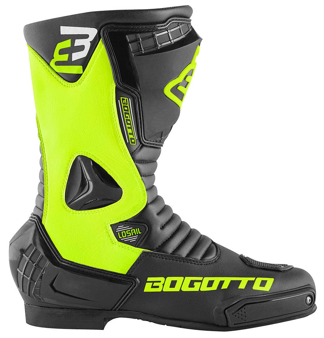 Bogotto Losail Stivali Moto, nero/giallo fluo, 42