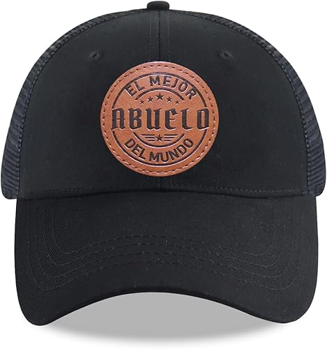 El Mejor Abuelo Del Mundo - Gorra de béisbol ajustable para hombre, con parche de cuero de algodón ajustable