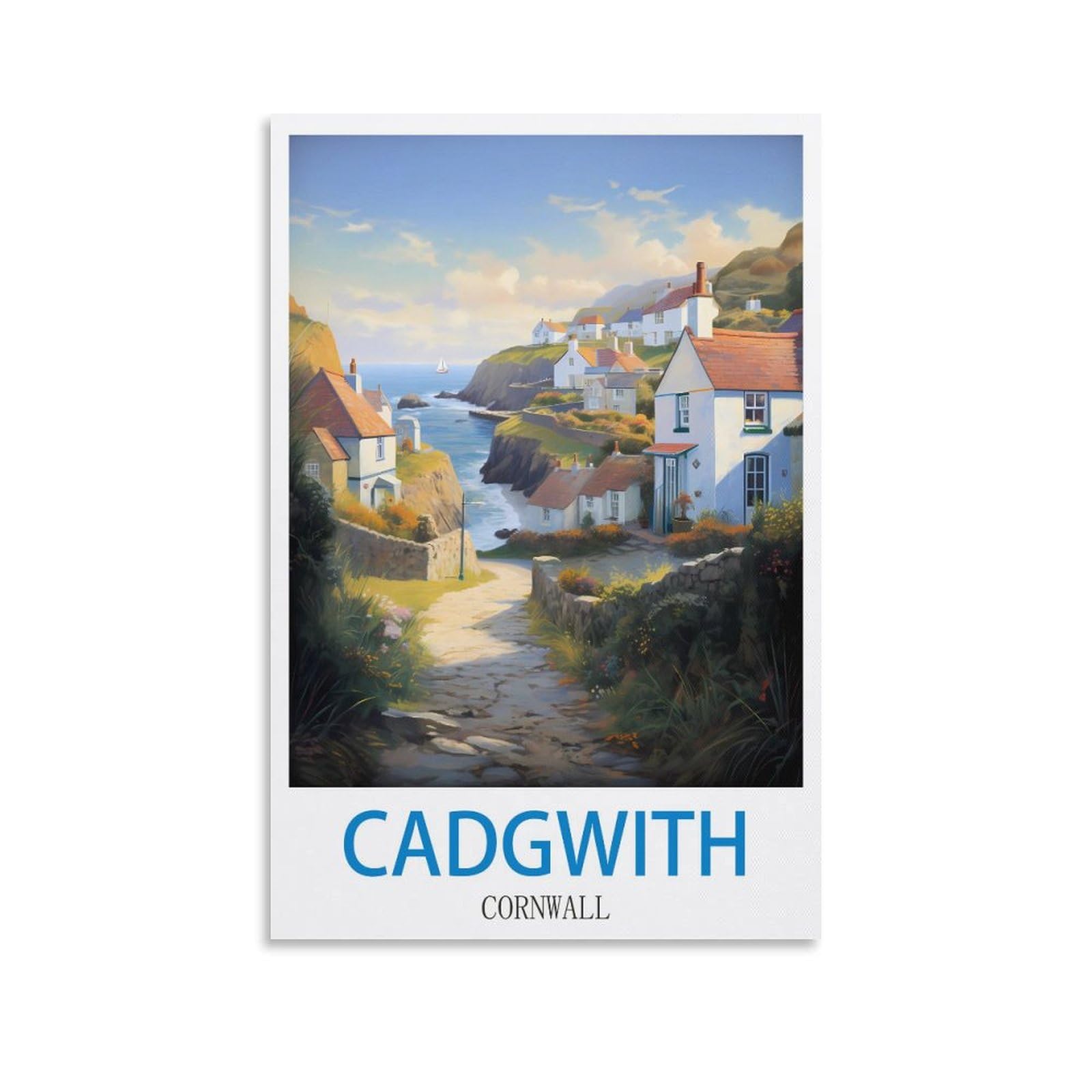 Fzyuen Unframe-Style Cadgwith Cornwall Vintage Travel Posters 12X18inch(30X45cm) Canvas Wall Art Prints For Wall Decor Room Decor Bedroom Decor