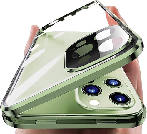 Miniatura 1 de Funda Henghui magnética, con cierre, para iPhone 12 Pro Max, de vidrio, con protector de pantalla y cierre de seguridad para lente de cámara, cuerpo
