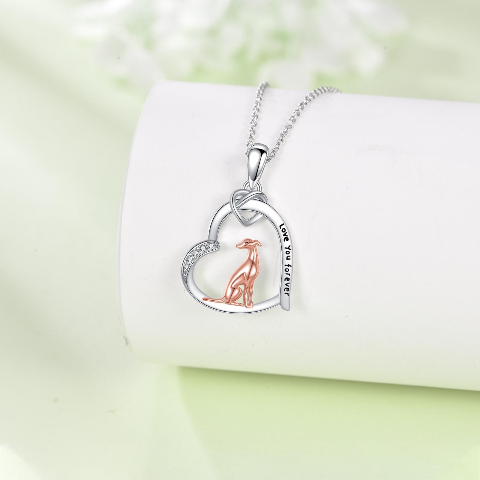DAYLINLOVE Windhund Halskette 925 Sterling Silber Herz Windhund Geschenke Tier Hund Schmuck für Frauen Windhund Liebhaber