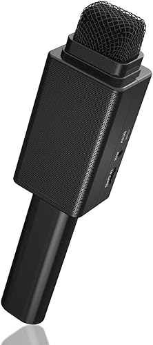 Kabelloses Karaoke-Mikrofon mit Magic Voice-Modi PA-System Bluetooth 4 1-Lautsprecher Tragbares Handmikrofon Fun Color Black