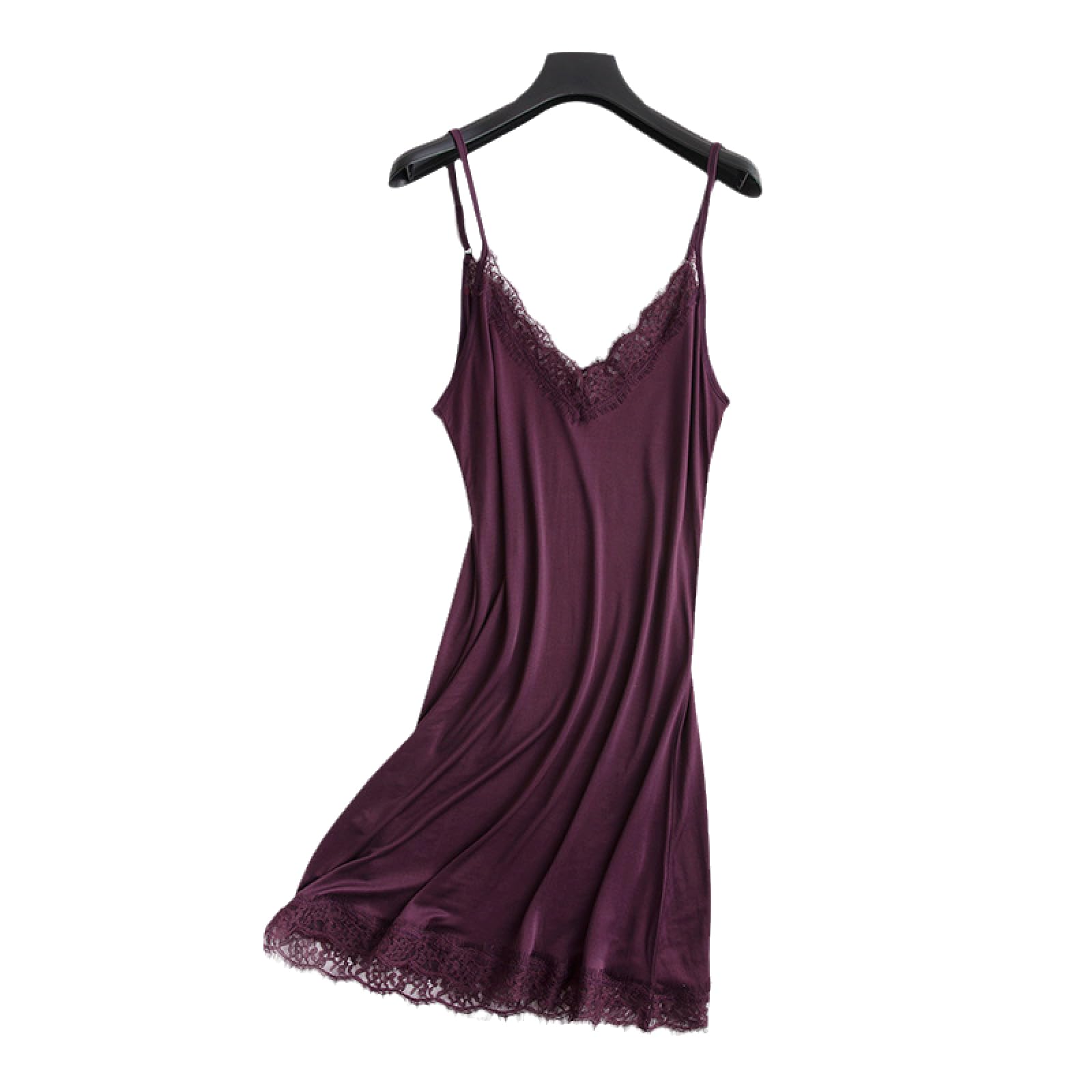 OLEETS Camicia da Notte Donna - Camicia da Notte in Pizzo con Scollo A V Allentato in Seta Primavera Estate Pigiama Sexy con Imbracatura Abiti Semplici E Eleganti per La Casa Comoda Biancheria da N