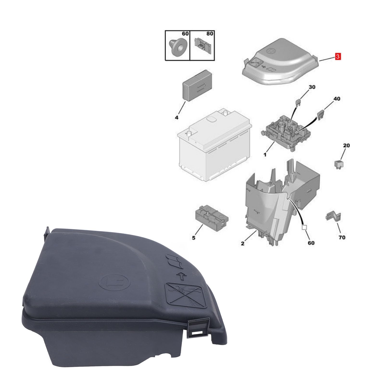 Panneau de Couvercle de Boîte à Fusibles Noir en Plastique ABS, pour C4L C4 DS 5LS DS6 DS 4S
