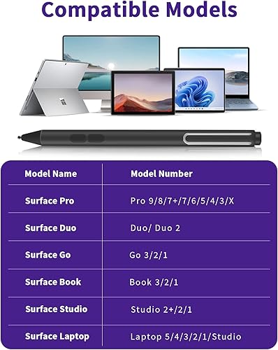 Miniatura 2 de Uogic Bolígrafo para Microsoft Surface, 4096 Lápiz óptico de rechazo de palma con sensibilidad a la presión, para Surface Pro (677+8910X Gen),