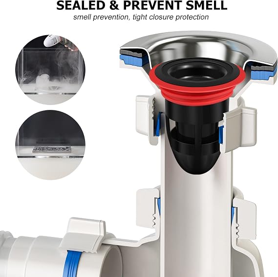IMIKEYA Odor-Proof Shower Drain Plug, 2Pcs Shower Floor Drain Tub Hair Catcher Backflow Preventer Sewer Core Anti-Odor Plug for Kitchen Bathroom, Fits 1.5''-2'' ID Sewers, and Pipes