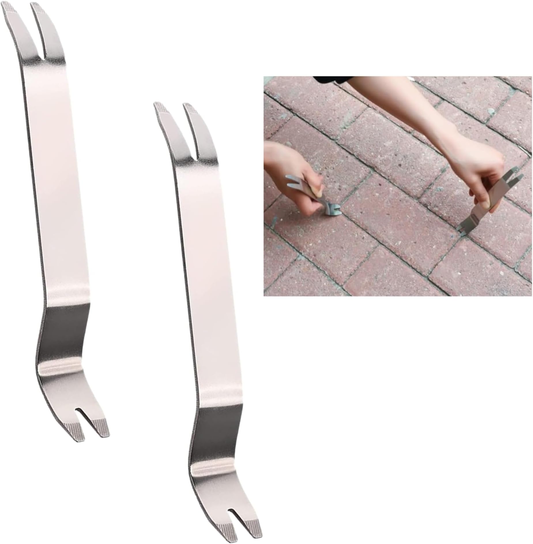2 Pack Paver Puller Tool - 7 Inch Brick Lifter & Removal Tool for Sunken Pavers, Patio Blocks, Walkways - Heavy Duty Steel Garden Tool for Lawn, Yard & Home Landscaping (Silver)