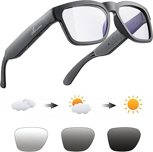 OhO - Lentes inteligentes, lentes de sol polarizados con altavoz Bluetooth, protección UV atlética/exterior y control de voz, unisex (lente de luz