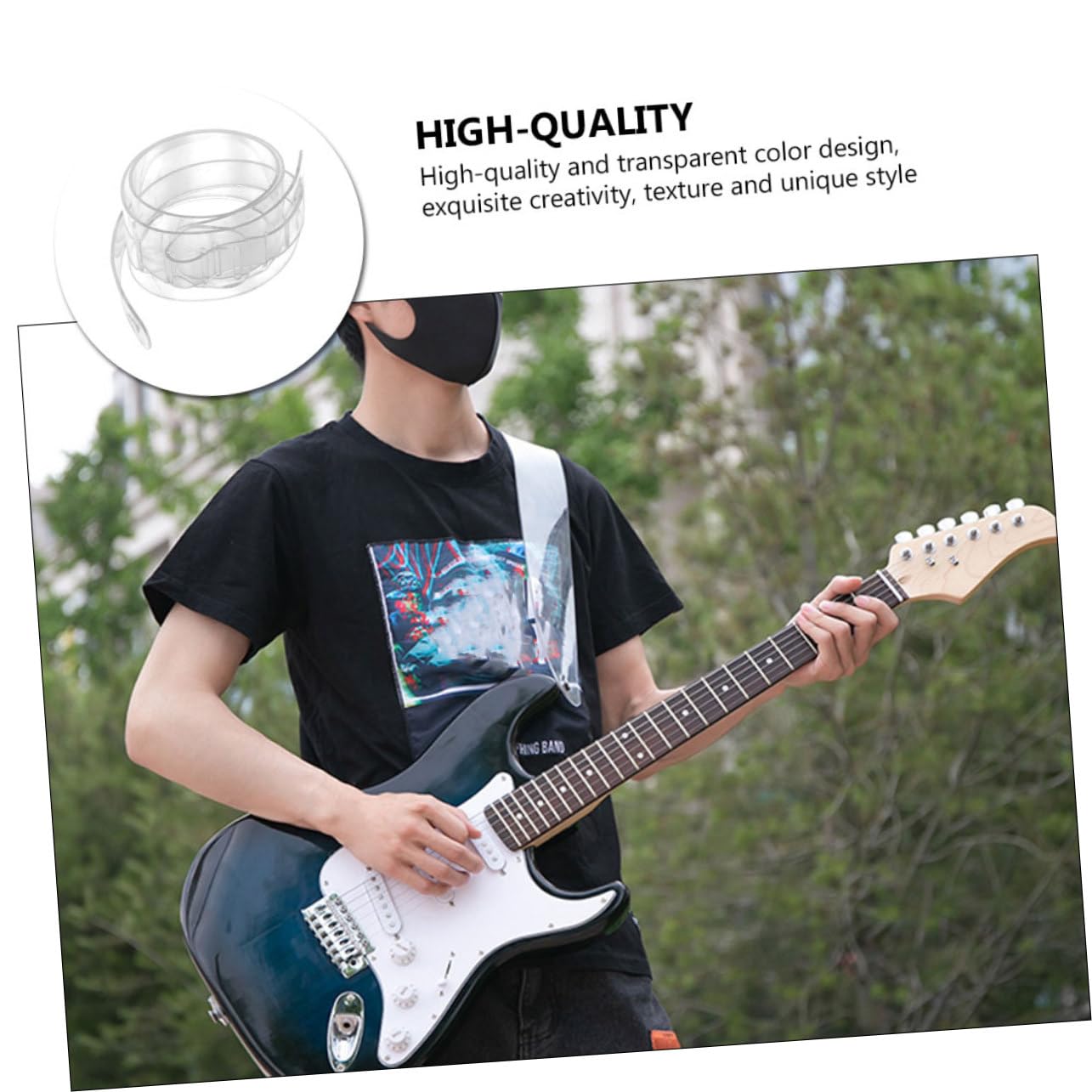 TOYANDONA Tracolla per chitarra trasparente sostituzione tracolla chitarra bassi strumento musicale belt pratica tracolla per chitarra decorativo per chitarra bianca