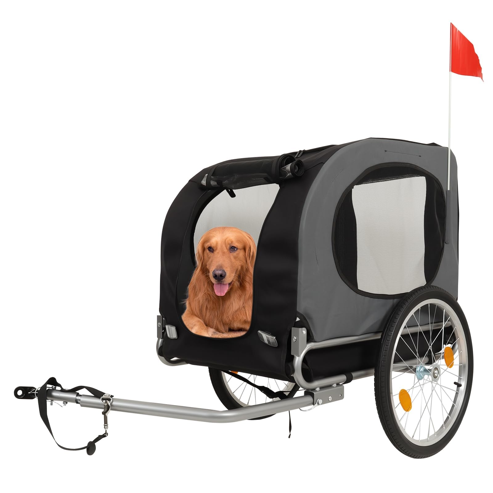 Remolques grandes para perros – Capacidad de 40 kg – Portabicicletas para mascotas – Tejido Oxford plegable, cierre universal – Diseño plegable, alfombra antideslizante y bandera de seguridad