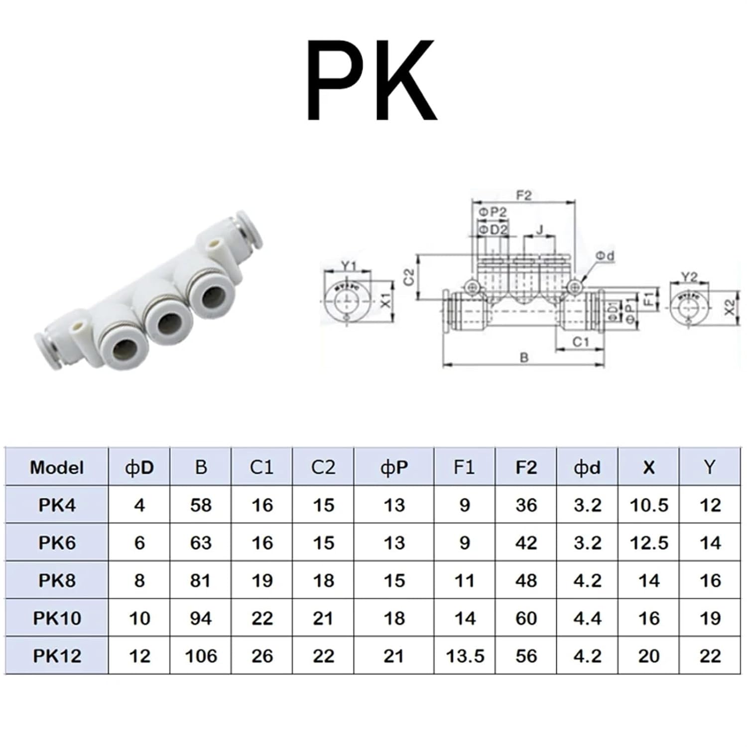 PU/PV/PY/PM/PK/LSA/PZA/PE Threaded White Type Air Hose Rapidities Pipe Quick Release Pneumatic Fitting 1/4 3/8 1/2 (Color : PK, Size : Use 12mm hose)
