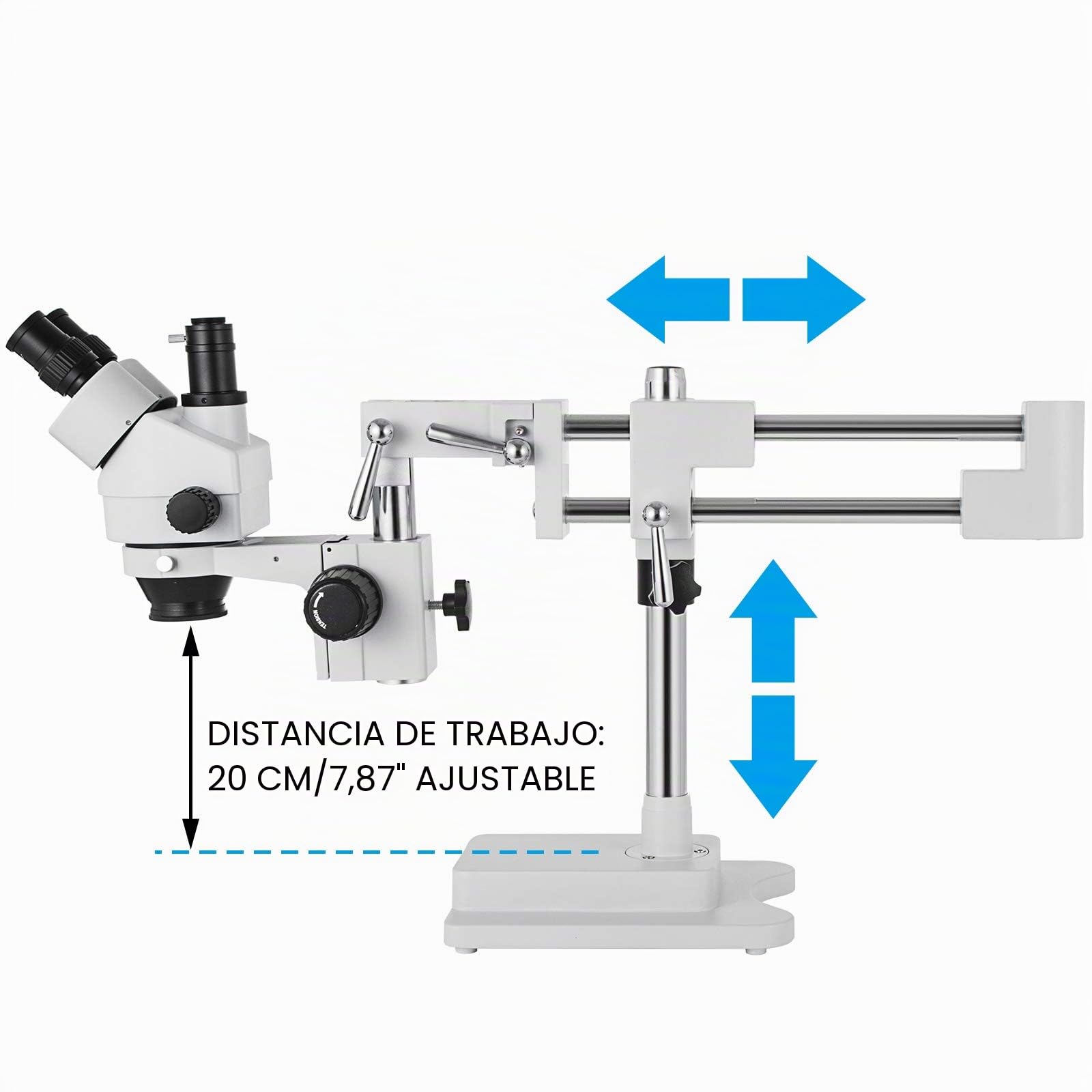 VEVOR Microscopio Trilocular, 3,5X-90X Microscopio Estéreo 55-75 mm Microscopio Estéreo Profesional Microscopio con Brazo Ajustable con Rango de Enfoque de 26:1 para Observación de Insectos, etc.