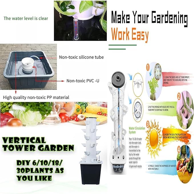 Torre hidropónica de 15 pisos y 45 orificios, sistema de cultivo hidropónico, kit de cultivo hidropónico, sistema de cultivo acuapónico, kit de cultivo aeropónico para hierbas, frutas y verduras