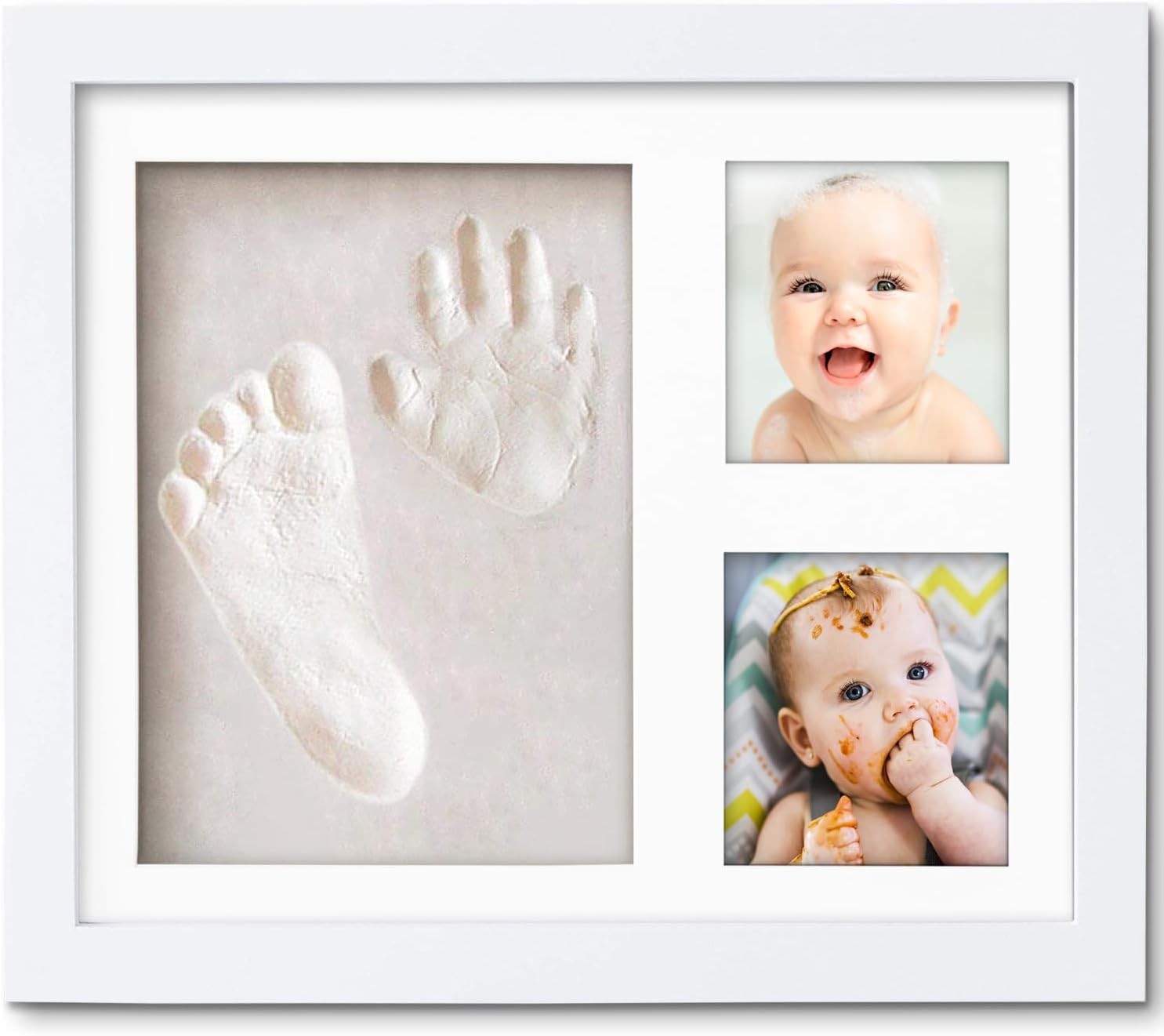 Baby Handprint and Footprint Kit - Newborn Keepsake Set, Baby Shower Gifts for New Parents, Hand and Foot Impression Kit (White)