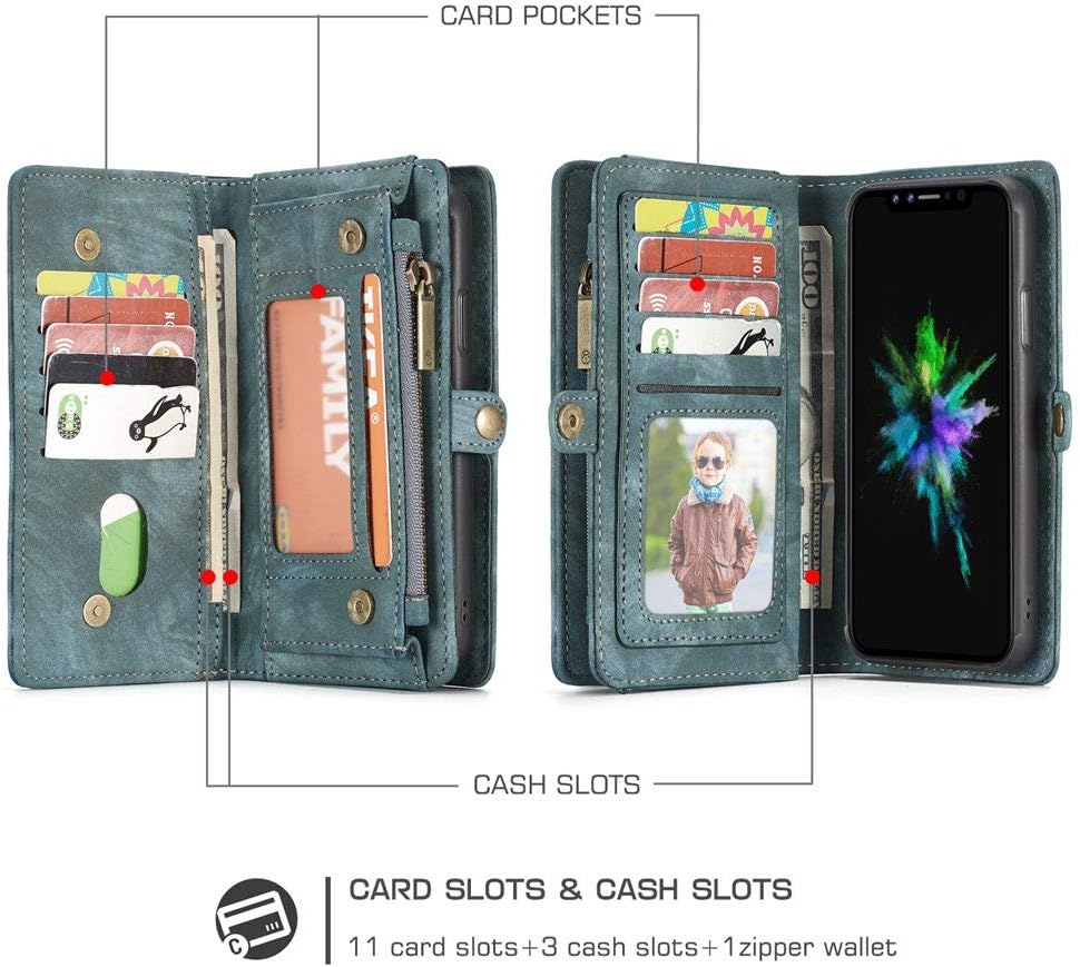 Blасk Frіdау - 50% оƒƒ Galaxy S8 Plus Magnetic Detachable Wallet Case,JEEFHE Leather Purse for Women Men with Kickstand Removable Slim Back Shell Cover Card Holder Slots for Samsung Galaxy S8 Plus 6.2(008-Blue, S8 Plus)