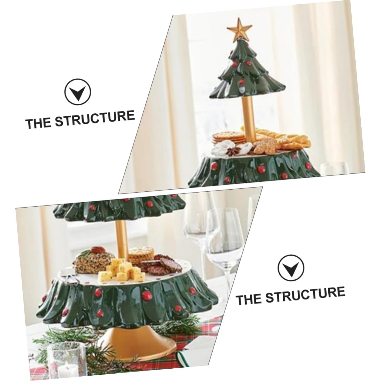 Espositore per Snack Natalizio Multiuso Piatto per Frutta e Dolci Supporto Resistente e Decorativo per Feste di Natale Tavola Festiva Elegante