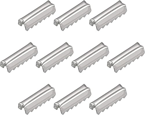 uxcell Tapas de extremo plegables, 100 unidades de 0.433 in x 0.118 in para decoración de cuero, accesorios de bricolaje, tono plateado