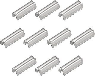 uxcell Fold Over Crimp End Caps, 100Pcs 10mm x 2.8mm Ribbon Crimp End Fasteners for Leather Decoration DIY Accessories, Silver Tone