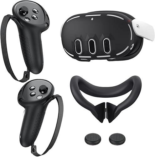 Juego de funda protectora de silicona compatible con accesorios MetaOculus Quest 3, fundas de silicona que contienen cubierta de carcasa de realidad
