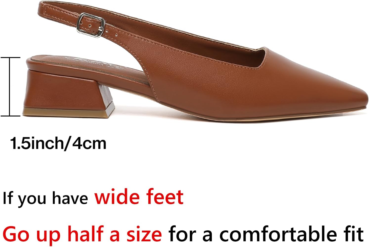 Mostrin Womens Chunky Low Heels D'Orsay Slingback Block Heel Pumps Closed Square Toe Dress Shoes for Work Office Daily Wedding - Image 4