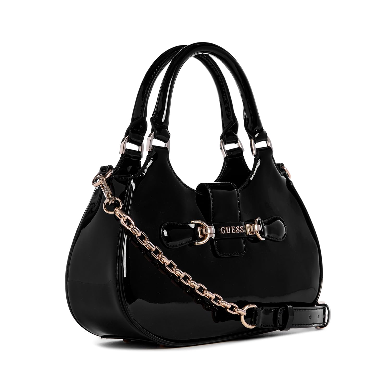 GUESS Borsa a mano/tracolla Nolana small girlfriend satchel nero vernice B25GU157 PG950005