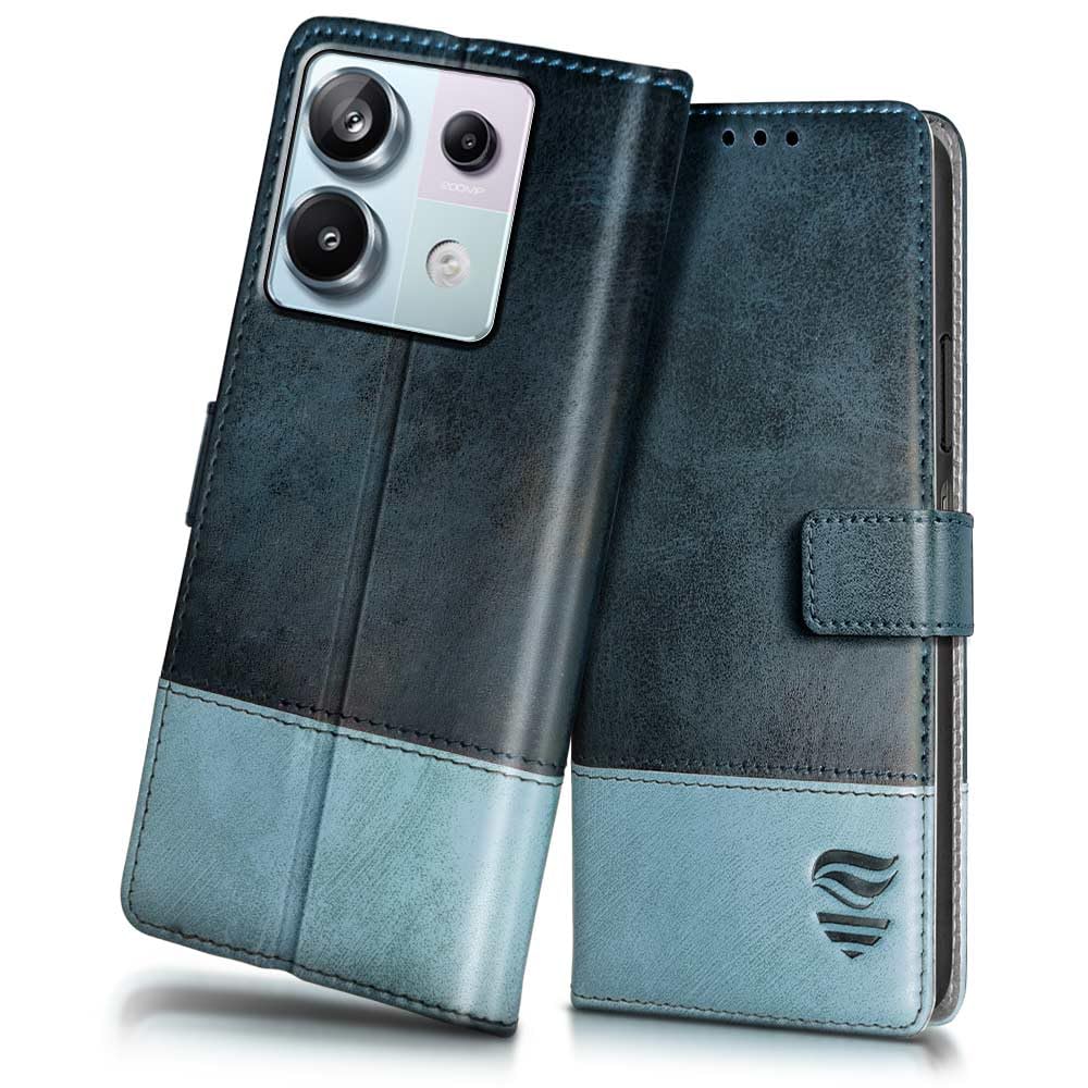 FLIPPED Vegan Leather Flip Case Back Cover for Xiaomi Mi Redmi Note 13 Pro 5G | Poco X6 5G (Flexible, Shock Proof | Hand Stitched Leather Finish | Card Pockets Wallet & Stand | Blue with Aquamarine) (B0CRHGKFXK) Amazon Price History, Amazon Price Tracker