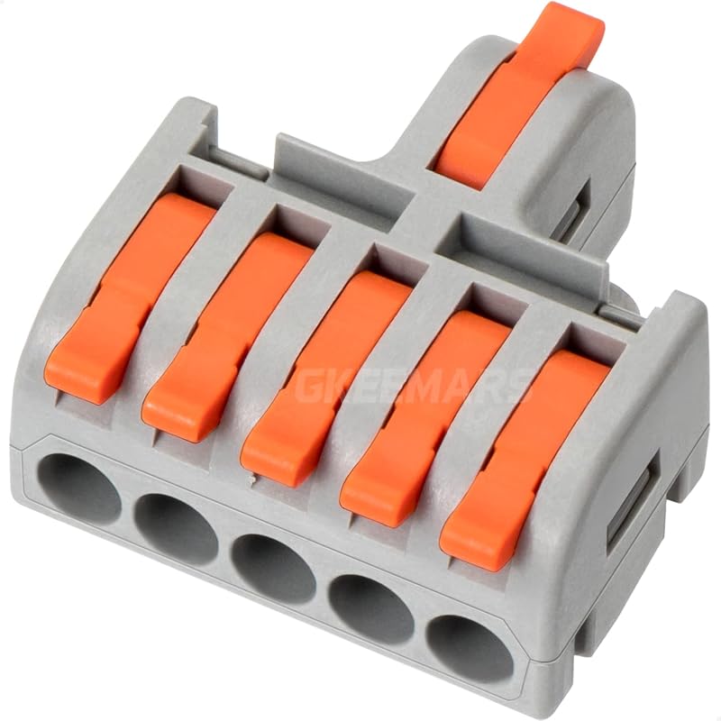 10Pcs Mini Electrical Wire Connectors, DIY Splicing into 4/6/8/9/10 Way Quick Connector Terminal Blocks (1 in 5 Out, Nylon)