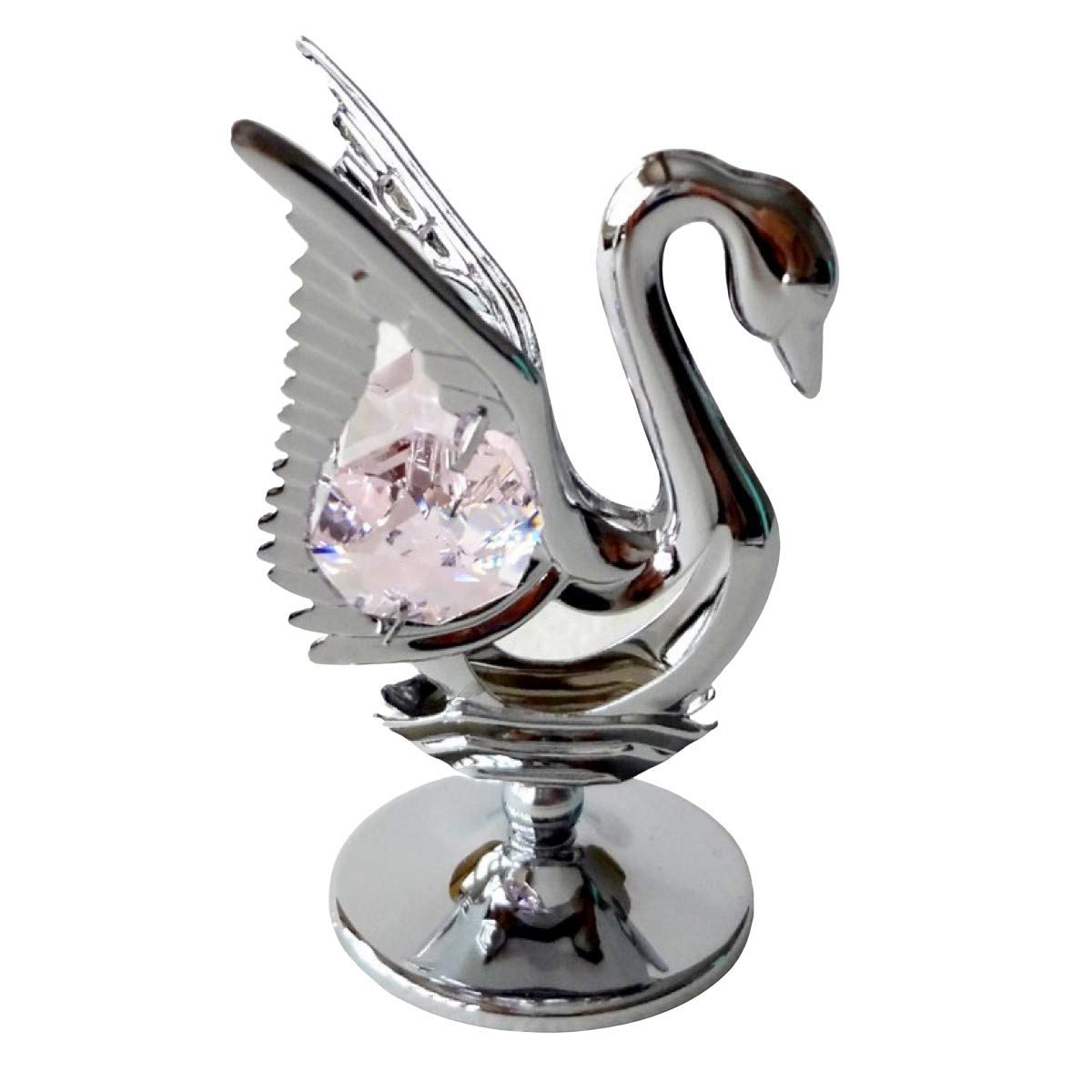 Crystocraft Swan Pink Crystal Ornament With Bohemian Crystals Gift Boxed