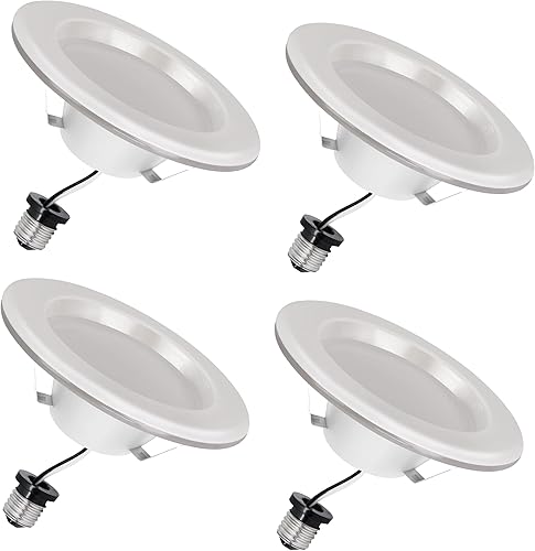 Feit Electric Lámpara empotrable LED de 4 pulgadas con modo de luz nocturna, equivalente a 50 W, regulable, blanco seleccionable de 5CCT, 90 CRI,
