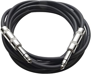 Seismic Audio Speakers TRS Male ¼” To TRS Male ¼” Patch Cable, 10 Foot Balanced Cord, Black